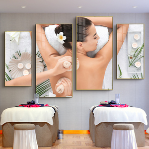 美容院挂画皮肤管理宣传海报spa会所背景墙轻奢壁画养生馆装饰画