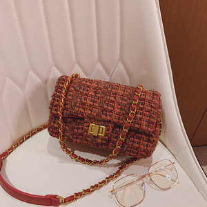 泰国lyn包包女新款斜挎单肩手提小香风 链条呢子菱格小方包