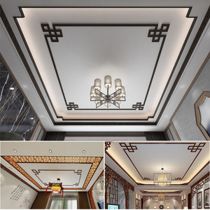 东阳木雕新中式客厅吊顶天然原木实木线条装饰实心平板线条角花