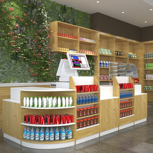 名创款收银台优品转角前台多功能展示士多店木质收款桌精品简约柜