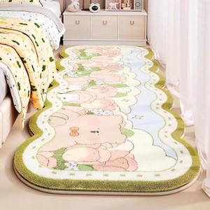 儿童房卧室地毯公主风床边毯女孩床下仿羊绒加厚客厅茶几毛绒地垫