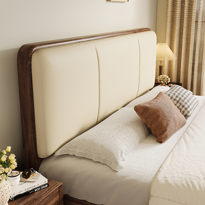 胡桃木床实木软包床双人床主卧2米x2米2大床简约现代新中式床储物