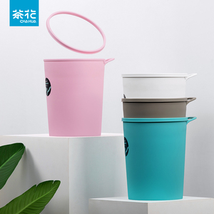 茶花塑料垃圾桶厨房卫生间大号无盖垃圾筒客厅办公室纸篓套袋压圈