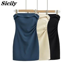 西西里多种穿法带胸垫连衣裙女夏季气质修身显瘦性感美背包臀短裙