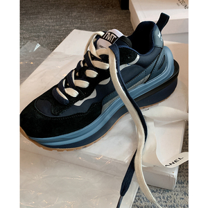 西喜自制阿甘鞋拼色厚底老爹鞋女解构华夫增高百搭休闲运动鞋女潮