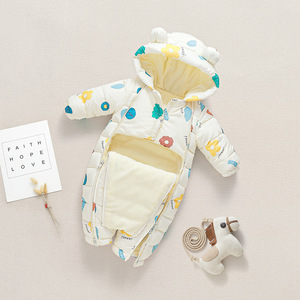 婴儿连体衣哈衣外出服宝宝棉爬服新生儿包被加绒加厚外套睡袋