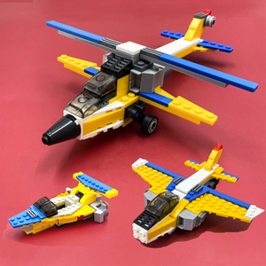 兼容乐高拼装玩具男孩子飞机积木战斗机简单初学4岁5直升机6拼图8
