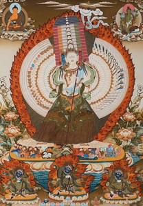结缘纯手工绘西藏密宗佛像画像大白伞盖佛母像唐卡挂画相片过塑封