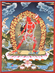 结缘佛像画像密宗金刚瑜伽母像唐卡高清那洛空行母佛像图相纸塑封