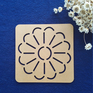 刺子绣模板菊花茶杯垫模板10cm小图案压线绗缝绘图描图樱花梅花合