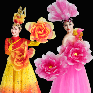 舞蹈手花牡丹花广场舞手花演出道具花手腕大型开场舞蹈道具手拿花