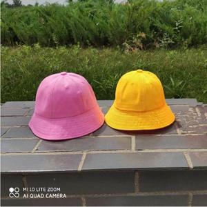 儿童幼儿园帽子制定logo印字渔夫帽可爱女樱桃小丸盆帽学生小黄帽