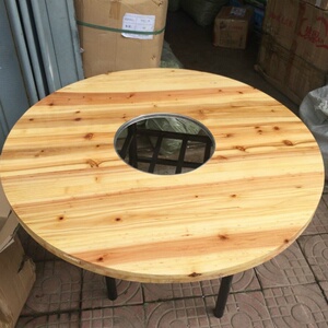 贵州烙锅全实木圆桌 烙锅桌子 火锅圆桌炸土豆桌子炸洋芋烙锅桌.