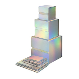 可折叠礼品盒镭射银色正方体礼物盒高级感外贸省空间包装盒硬盒子