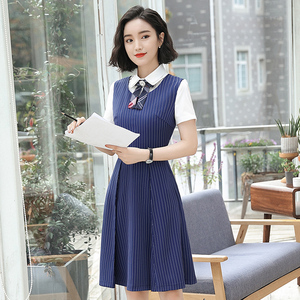 职业套装老师衣服女幼儿园教师服装幼师春秋款面试连衣裙端庄大气