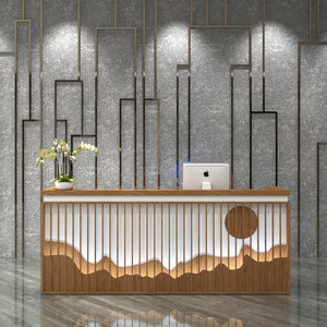 新中式古典风小型店铺收银台服装店餐厅吧台养生店前台公司接待台