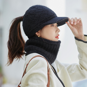 帽子女秋冬季2022年爆款时尚洋气针织毛线帽空顶可扎高马尾鸭舌帽49人