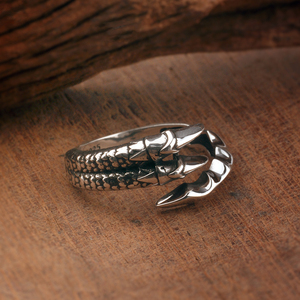 恒银轩纯银龙爪戒指男士潮牌小众设计复古高级感高街开口戒可调