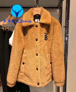 burberry/巴宝莉 21新款大衣tb字母刺绣羊羔毛泰迪绒夹克外套男女