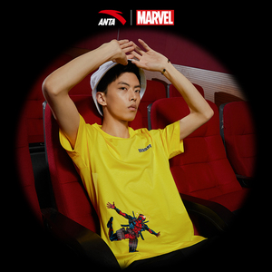 安踏漫威联名死侍短袖2020健身新款运动宽松t恤男女纯棉半袖体恤t