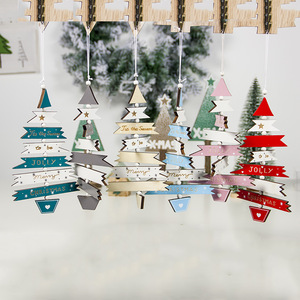 创意新款圣诞节装饰品ins网红彩色木条串平安夜家庭布置房间挂件