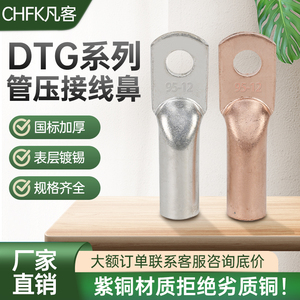 管压鼻DTG-10/16/25/35/50/70平方铜鼻子镀锡紫铜接线端子连接头