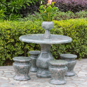 华安九龙壁石桌石凳户外庭院阳台圆桌公园别墅花园抛光石头石桌椅