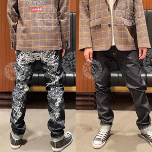 舍曼莎 evisu 21秋冬霸气龙腾大m印花2017牛仔裤男2eahtm1je91117
