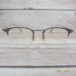 超轻高端纯钛半框近视眼镜架时尚复古文艺眉镜眼镜框浅砂金色1162
