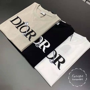 dior/迪奥21春夏新款立体刺绣logo字母别针宽松圆领短袖男t恤女