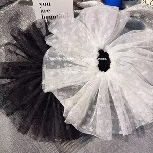 mona同款加厚棉纱褶皱网纱波点公主风高级感发圈轻奢小众发绳发饰