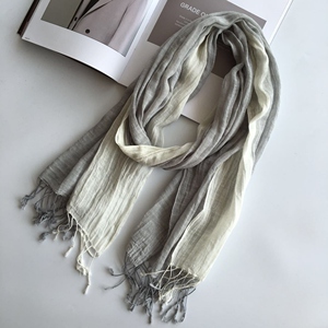 日式围巾棉麻男生春夏日系薄款百搭潮沙滩户外轻薄透气丝巾送男友