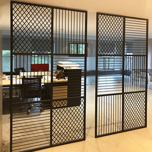 铁艺屏风酒吧饭店办公室屏风高隔断定制工业风菱形网置物架隔断