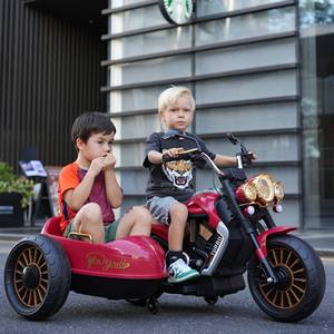 儿童电动摩托车三轮车双驱动侉子两个宝宝可坐充电玩具男女童车