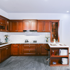 舜匠全屋整体厨房橱柜定制中式樱桃木实木厨房厨柜石英石台面定做