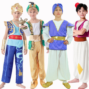 儿童男款格林童话角色扮演一千零一夜王子演出服 印度阿拉丁服装