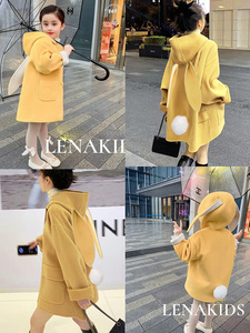 韩版童装冬装亲子女宝宝羊绒大衣中长款加厚母女装羊毛呢外套洋气