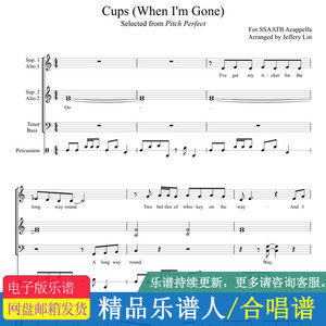 cups 杯子歌when im gone 阿卡贝拉 混声合唱谱 ssaatb