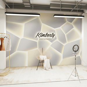 直播间背景墙造型挂布3d立体高级轻奢服装店logo墙纸网红拍摄壁纸