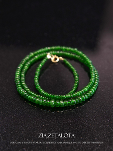 梓亚珠宝绿色精灵沙弗莱=18k金项链绿色彩色奢华贵重宝石小米珠串