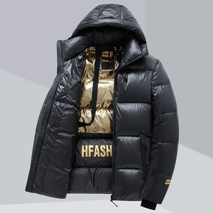 黑金款鹅绒羽绒服男士冬季新款加厚保暖高端轻奢潮牌短款连帽外套