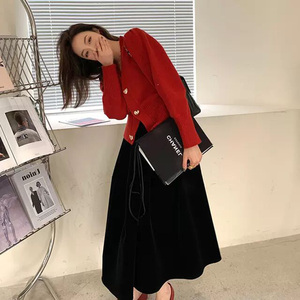 适合出席参加婚礼场合女装秋冬季穿搭洋气网红气质两件套装小个子