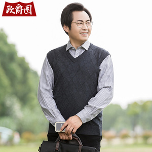 中年男士针织衫马甲爸爸无袖毛衣背心老人爷爷羊毛衫中老年人薄款