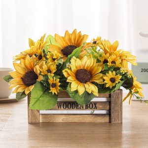 向日葵花 太阳花假花 空调上的仿真装饰布花摆放冰箱摆件黄色桌花