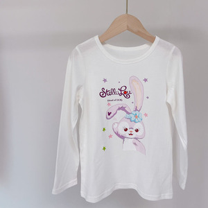 春秋新款星黛露衣服女童长袖t恤潮女孩白色洋气中大童纯棉t恤