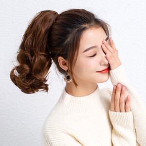 茉迪假发时尚假发马尾网红短卷发夏季波浪高仿真假发辫长发卷发型