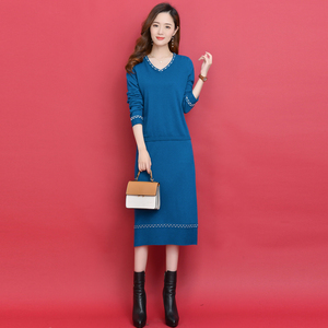 套装2021年新款女秋装两件套过膝裙子针织羊毛长袖优雅职场穿搭
