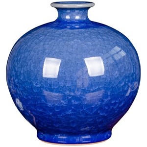 景德镇陶瓷花瓶摆件蓝色石榴瓶新中式客厅插花现代简约家居装饰品