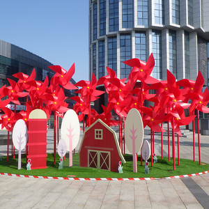 公园创意仿真草坪风车dp点布置夏季广场游乐场户外美陈场景装饰品