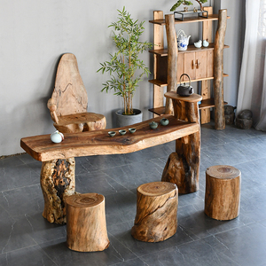 聚成家具商行淘宝金丝楠木茶桌实木书桌椅组合新中式家用办公室泡